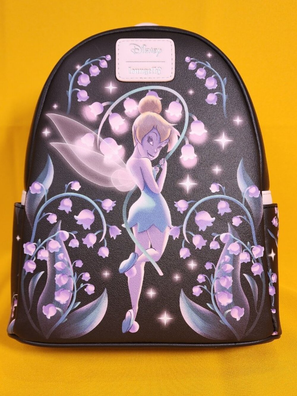 Loungefly Disney Peter Pan Tinker Bell Floral Lilly Glow Soft Tag Mini Backpack